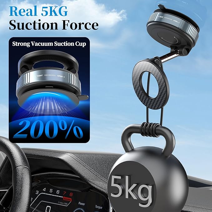 PlusAcc Vacuum Magnetic Phone Holder for Car (No Charging)