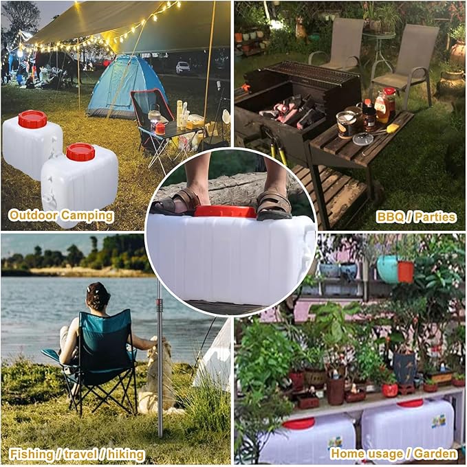 Large Water Storage Tank BPA Free Water Jug Container with Spigot, Portable Food Grade Plastic with Wide Opening for Outdoor Camping Hiking RV Emergency(Size:35L/9Gallon,Color:White)