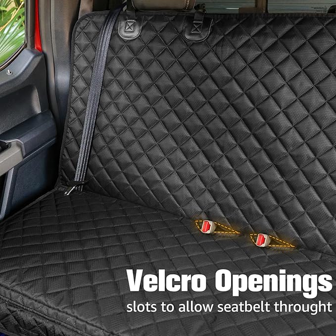 PETICON Dog Car Seat Covers for Ford f150/Ram1500/Nissan Frontier/Toyota Tacoma/GMC Canyon/Silverado, Waterproof Pet Back Seat Cover for Trucks, Scratchproof Nonslip Durable Rear Seat Cover for Dogs
