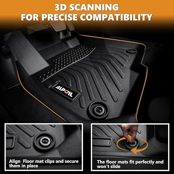 AIPOIL® Floor Mats & Cargo Liner Set for Lincoln Corsair 2020-2025 (Not for Hybrid) All Weather Protection TPE Anti-Slip Automotive Full Set Custom Car Mats Accessories - Black