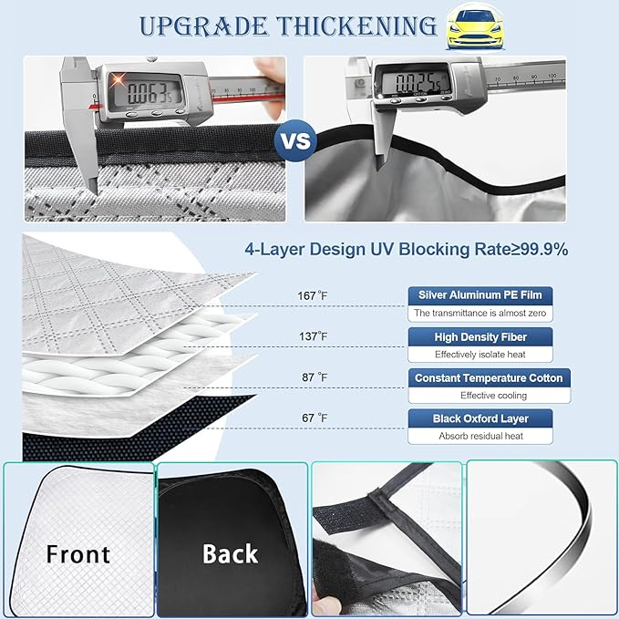 KMF 8pcs Thicken Full Window Sun Shades for Porsche Macan 2014-2024 Accessories, Windshield Sunshade Car Window Covers for Side Rear, UV Block and Blackout Privacy for Car Camping Outdoor