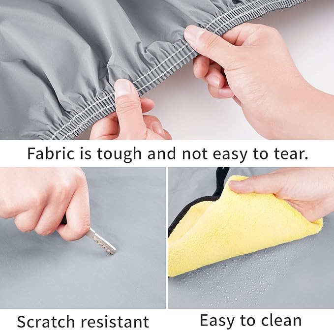 GXT All Weatherproof Car Cover for Outdoor Automobiles, Heavy Duty TPE Fabric Full Protection for Rain Dirty Snow UV and Wind, Universal Fit for Full-Size Sedan 190-209 inch