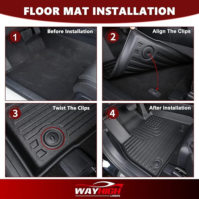 Wayhigh-for Volkswagen Tiguan 2025 All Weather Floor Mats and Cargo Liner Set TPE Car Mats Waterproof Heavy Duty Rubber Floor Liners VW Tiguan Accessories