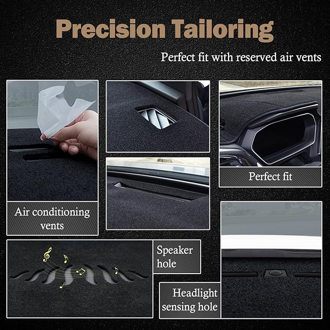 KEYOOG Dashboard Cover Dash Mat Fit for to-yota Tacoma 2015-2005 (Without HUD Models),Car Dash Board Mat Anti-Glare Carpet,Non-Slip Pad Sunshield Protector (Black)