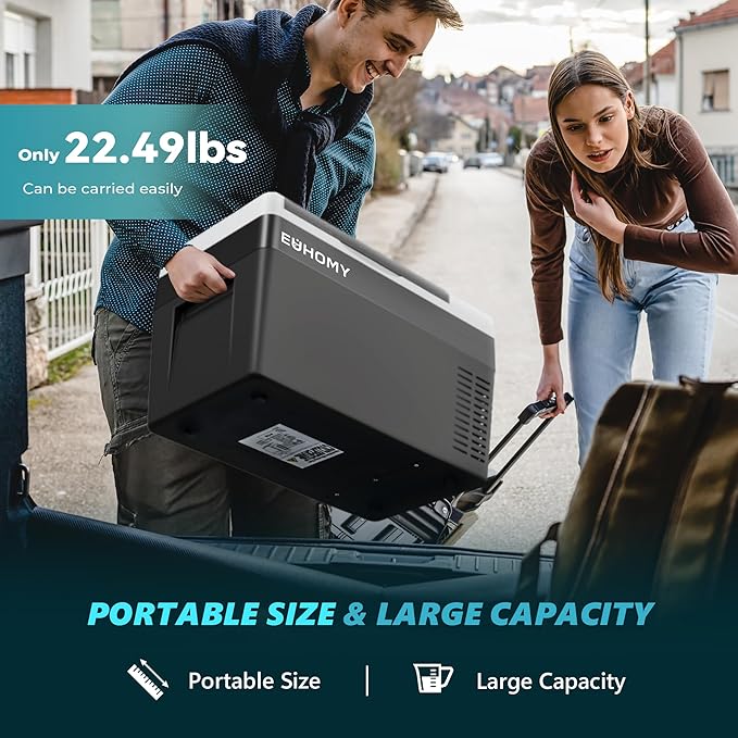 EUHOMY 12 Volt Refrigerator, 26QT(25L) Compressor Electric Cooler APP Control, Car Fridge -4℉~68℉, Portable Refrigerator 12/24V DC 110-240V AC, Portable Freezer for Camping, Travel, Boat