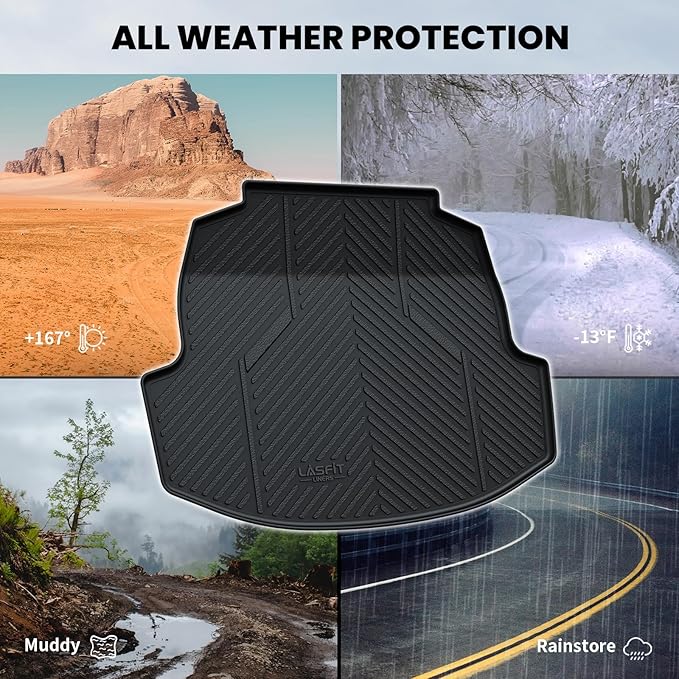 LASFIT Trunk Mat for Toyota Corolla 2020-2026,All Weather Cargo Mat Custom Fit TPE Cargo Liner for Corolla Front and Rear Trunk Liner, Black