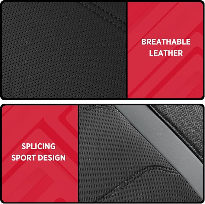 Rubbermaid Leather Car Seat Cover – Universal Front Seat Cover, Airbag Compatible, Easy to Install, Water-Resistant and Durable Automotive Seat Cover for Cars, Trucks, SUVs, Vans – Gray