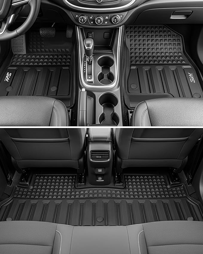 3W Floor Mats for Chevrolet Trax & Buick Envista 2024 2025 2026, TPE All Weather Custom for Trax 1st and 2nd Row, Car Liners Accessories, Black