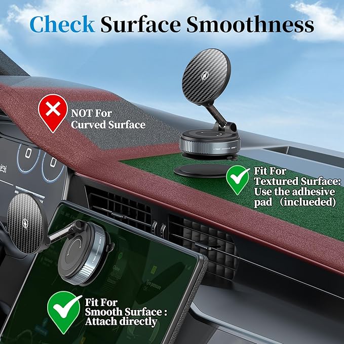 PlusAcc Vacuum Magnetic Phone Holder for Car (Charging)