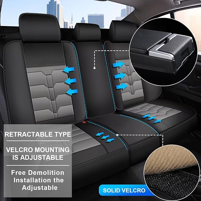 Seat Covers Fit for Chevrolet Chevy Traverse LS/LS Fleet/L 2018-2024 Full Set Car Seat Cover Faux Leather Seat Cushion Waterproof Auto Protectors(Black & Grey)-2 Rows 5 Seats