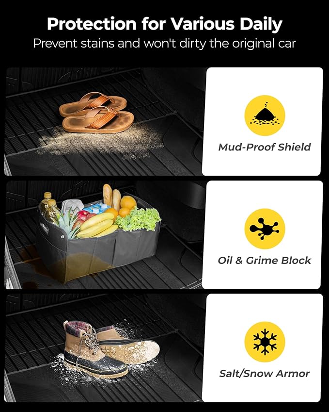 3W Cargo Liner Fit Volvo XC60 2018-2024 2025 2026 TPE All Weather Custom Fit Volvo XC60 Tunk Mat Accessories Black