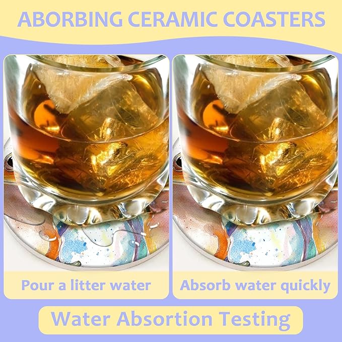 2 Pack Car Cup Holder Coaster-Watercolor Frog Absorbent Ceramic Coaster, Car Coasters for Cup Holders,Auto Accessories for Women & Men