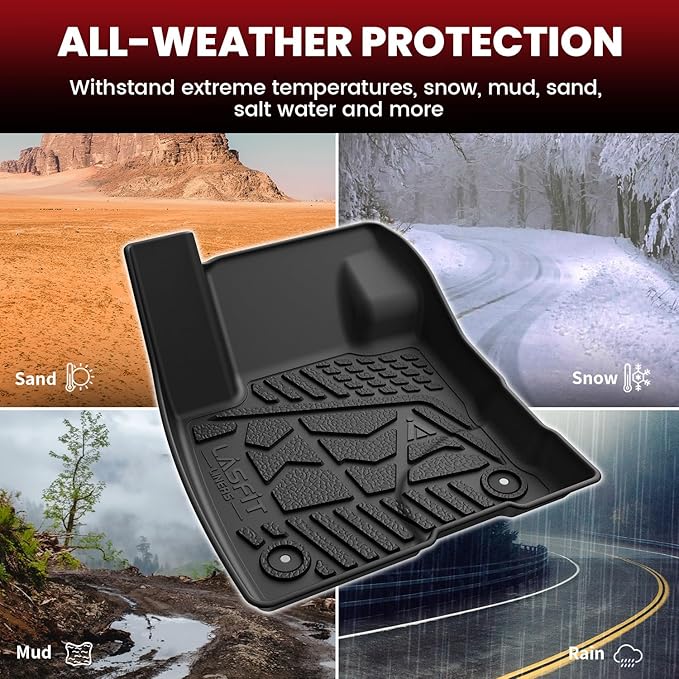 LASFIT Floor Mats for Ford Maverick 2022-2025 2026 (for Gasoline Models Only) All Weather Car Floor Pretoctor TPE Truck Liners for Ford Maverick Gas, 1st & 2nd Row Black