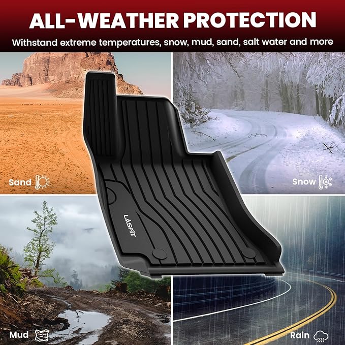 LASFIT Floor Mats for Mercedes Benz C Class 2026 2025 2024 2023 2022 C300 / C43 AMG / C63 AMG S / C63 AMG S E (Fit Sedan Only), All Weather TPE Floor Liners for C Class Car Mats, 1st & 2nd Row Set