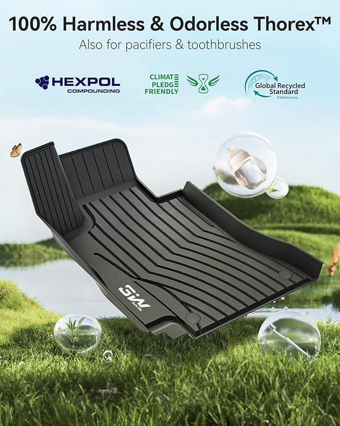 3W Floor Mats for Benz E-Class 2017-2023 Sedan & Wagon Only, E300/E350/E400/E43 AMG/E450/E53 AMG/E550/E63 AMG S TPE All Weather Floor Liner, 1st&2nd Row Full Set Car Liners Black