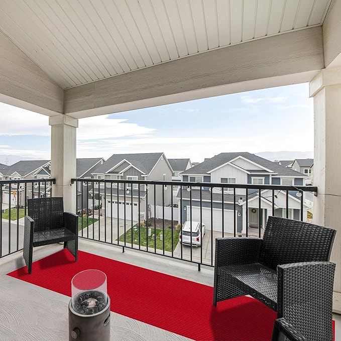 Ottomanson 2'7" x 6' Hallway Runner with Scraper Pile Extra Durable Non-Slip Rug Mat for Indoor & Outdoor Use - Ideal for Kitchen, Entryway, Patio & Garage - High-Traffic Carpet, Red