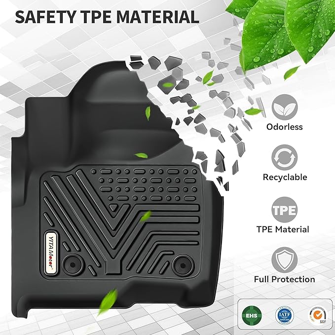 YITAMOTOR Floor Mats Compatible with F250/F350/F450/F550, Custom Fit for 2017-2025 2026 Ford F-250/F-350 SuperCrew Cab, 1st & 2nd Row All Weather Protection