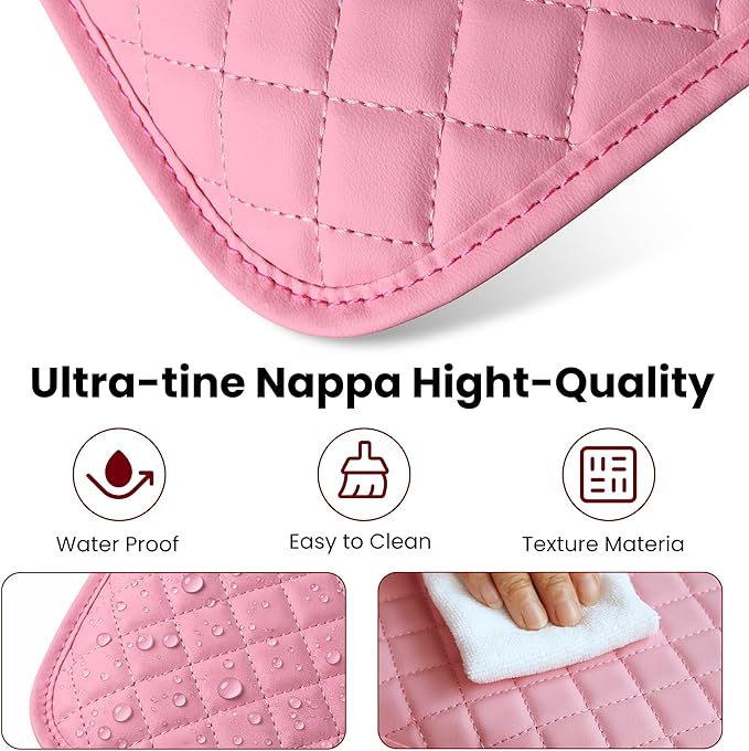 Upgraded Car Center Console Cover with 2 Storage,Arm Rest Covers Armrest Cover for Car, Microfiber Leather Car Armrest Cover Cushion, Universal Car Interior Accessories for Vehicles（Pink Longer）