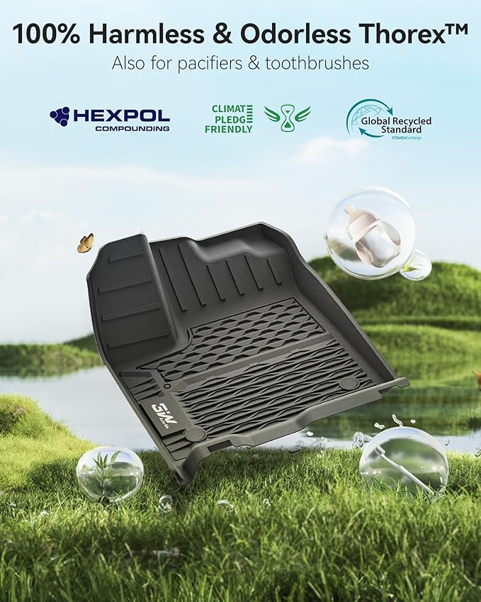 3W Floor Mats for Nissan Murano 2025, Custom Fit All Weather TPE Protection Floor Liners for Murano, Heavy Duty Automotive 1st & 2nd Row Car Mats, Black