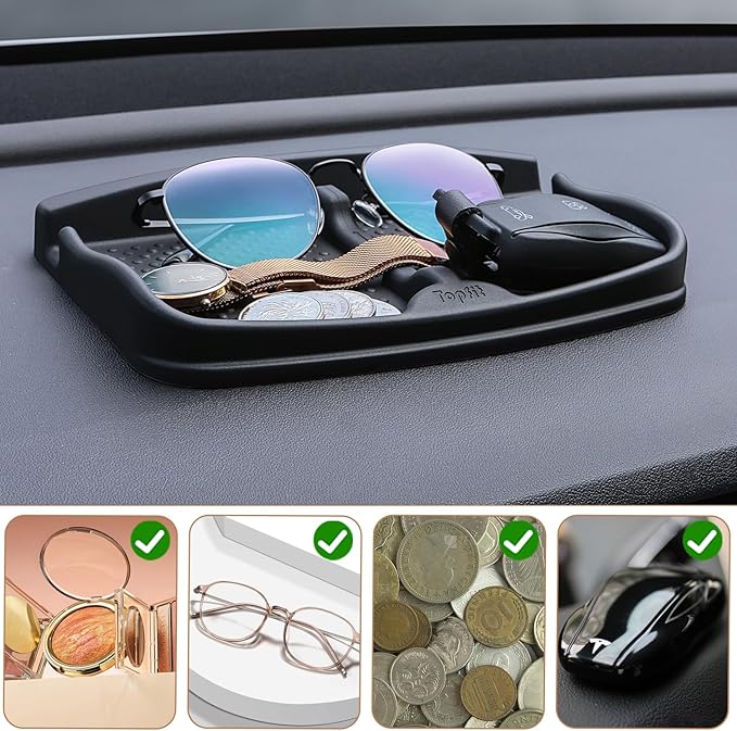 ThinSGO Anti-Slip Car Dash Grip Pad for Cell Phone, Keychains, Sun Glasses,Stand for Navigation Cell Phone (Black)