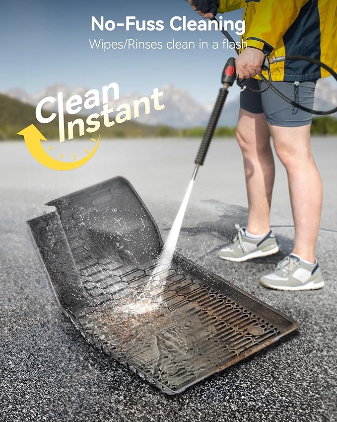 3W Ford Mustang Mach E Floor Mats Fit for 2021 2022 2023 2024 2025 TPE All Weather Car Accessories Custom Fit Floor Liner 1st and 2nd Row Full Set Car Mats, Black