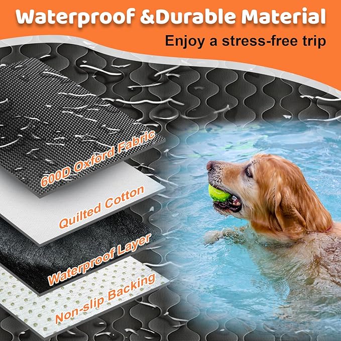 URPOWER Dog Car Seat Cover for Back Seat - Waterproof Bench Seat Cover Fits Middle Armrest for Cars, SUVs & Small Trucks, Nonslip Backseat Dog Covers Rear Seat Protector for Pets and Child