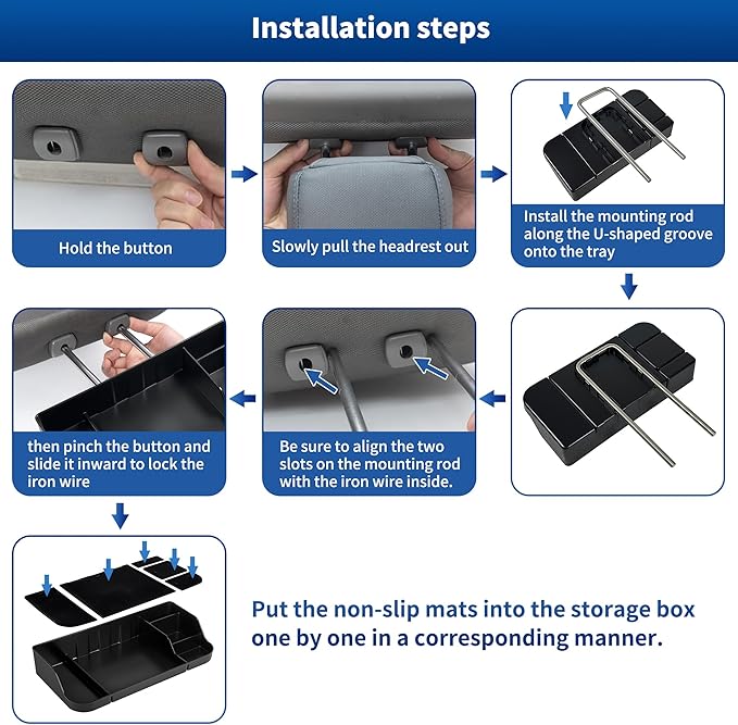 Upgraded Front Center Console Organizer Fit for 2011-2025 Ford F150 F250 F350 F450 F550 F650 Super Duty Accessories- Jump Seat Headrest Replacement with Cup Holder Tray (BLACK)