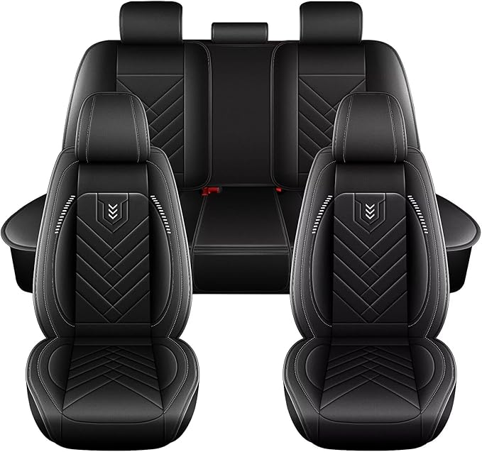 AOMSAZTO Car Seat Covers Fit for Jeep Renegade 2015-2024 2025 Full Set Premium Seat Covers Waterproof Leather Automotive Seat Cushion Protector Compatible with Airbag(5 Seats,Black)