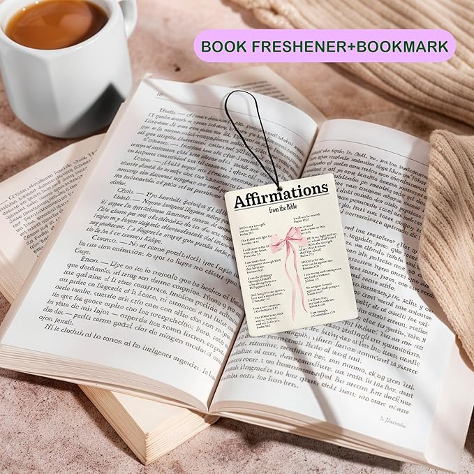 Coquette Pink Bow Christian Air Freshener for Car, Affirmations from the Bible Air Freshener Hanging 3 Pcs for Cars Closet Drawer or Books, Cute Preppy Christian Car Mirror Decor for Women