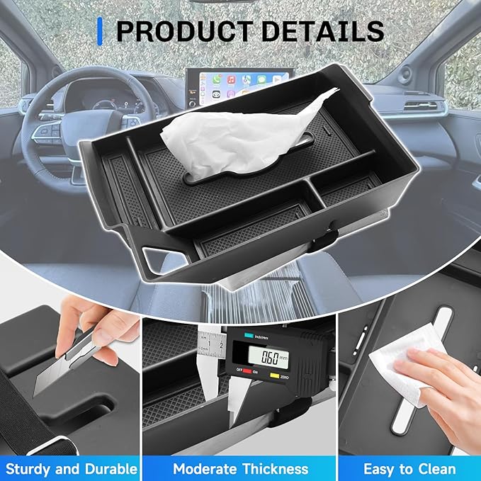 SXCY for 2025 Toyota Sienna Center Console Organizer for Toyota Sienna 2021-2025 Center Console Tray 2024 2025 Sienna Accessories Tissue Tray Paper Towel Organizer Enhanced Tissue Storage