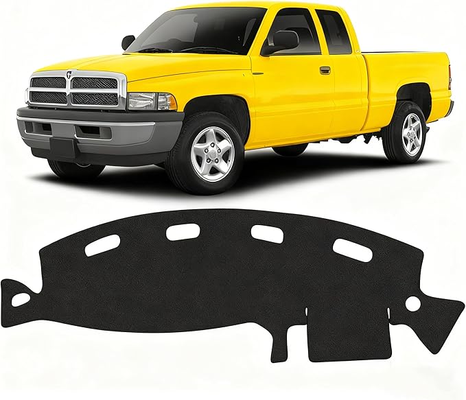 KUST Car Dash Cover for Dodge Ram 1500 2500 3500 1998 1999 2000 2001 Polyester Dashboard Cover Non-Slip Center Console Dash Cover Interior Accessories for Ram Pickup Sunshade No Glare Black
