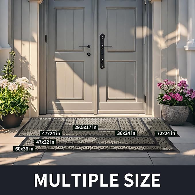 Yimobra Large Door Mat Outside Entrance 47x32, Waterproof Heavy Duty Outdoor Mats for Front Door, Non Slip Rubber Entry Mat for Garage Patio Indoor, Easy Clean, Beige