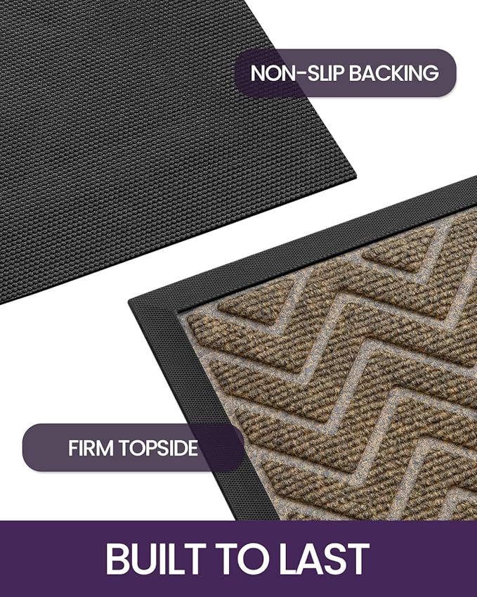 DEXI Front Door Mat Outside Entrance, 4x6 ft Rubber Entry Doormat Heavy Duty, Welcome Mats Non Slip for Inside House Floor Entryway Back Doors Exterior Patio, Chevron Brown