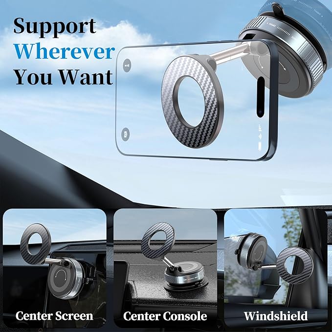 PlusAcc Vacuum Magnetic Phone Holder for Car (No Charging)
