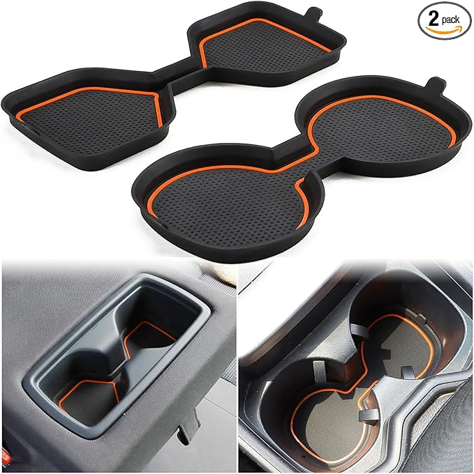 Auovo 3D Cup Holder Inserts for Toyota RAV4 Accessories 2025 2024 2023 2022 2021 2020 2019 Silicone Center Console Cup Holder Coaster Liner Mat Pad Interior Trims (Orange, 2pcs kit)