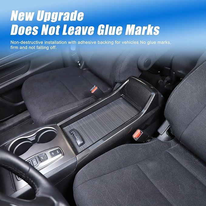 Armrest Box Frame Trim for Honda Pilot 2016-2022/ Ridgeline 2020-2023/ Passport 2019-2023 Accessories, ABS Center Console Armrest Box Frame Protective Cover (Carbon Fiber Pattern)