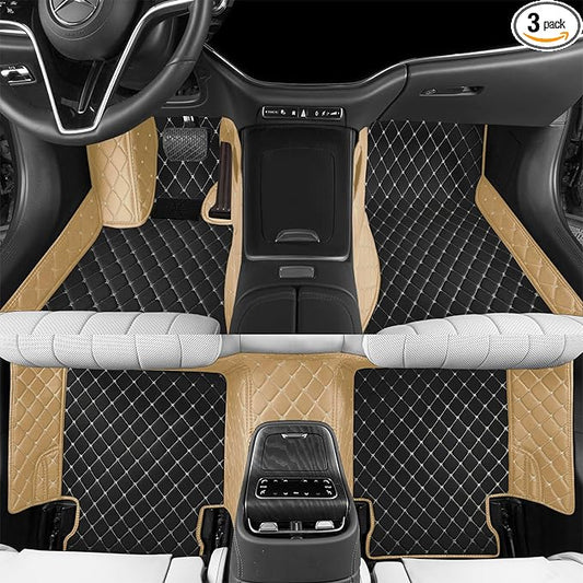 Luxury car Floor mats are for 99% of Vehicle Models,All Weather car Floor mats Provide Comprehensive Protection for Vehicles,Floor mats for car Personalized Customization! (Black-Rice)
