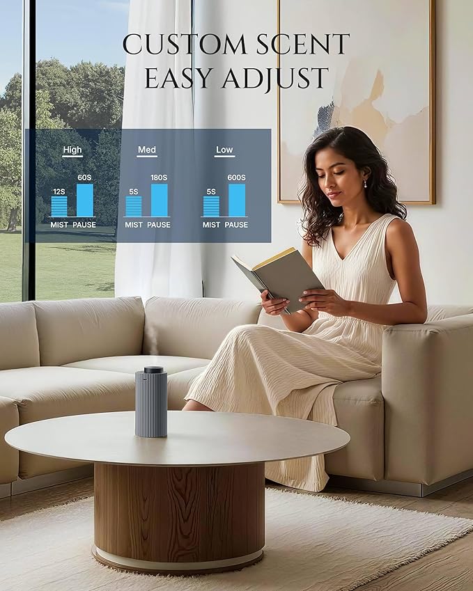 AROMADD 2026 Upgraded Smart Scent Air Machine, 20ml Capacity Up to 600 Sq Ft Waterless Essential Oil Diffuser, Battery Operated Portable Cold Air Diffuser for Home Car Office, Titanium Gray