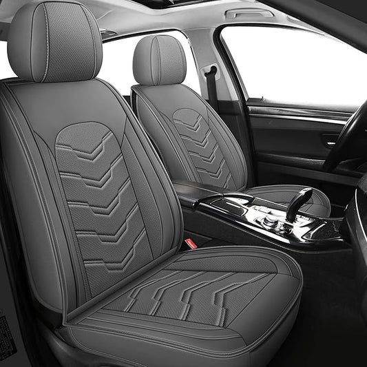 AOOG Leather Car Seat Covers Universal fit Most Sedans SUV Trucks (Front seat, Grey)