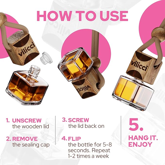 Vilicci Car Air Freshener | Full Collection Set | Luxurious Auto Perfume | Premium Hanging Air Freshener | Long Lasting Fragrance for Auto and Home | 8 Bottle of Car Scents