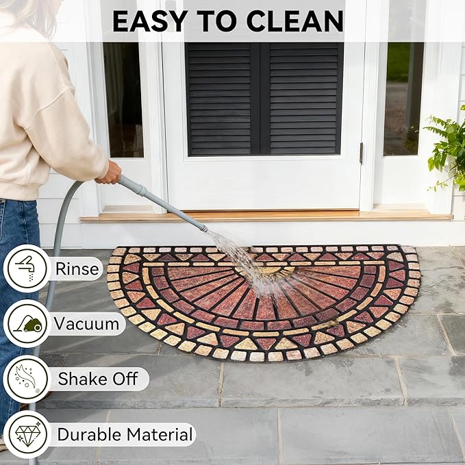 Outdoor Rubber Mat 17.71"x29.52" Heavy Duty, Waterproof Doormat for Outside Entrance, Non-Slip Backing, Easy Clean Patio Carpet for Garage, Porch, Deck, Kitchen (Orange)