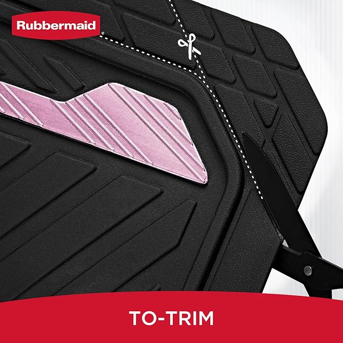Rubbermaid Car Floor Mat, Heavy Duty All-Weather Car Mats Full Set with Dual-Tone Pink Aluminum Inserts – Universal Fit, Anti-Slip Backing, Trim-to-Fit for Most SUV, Sedan, Van
