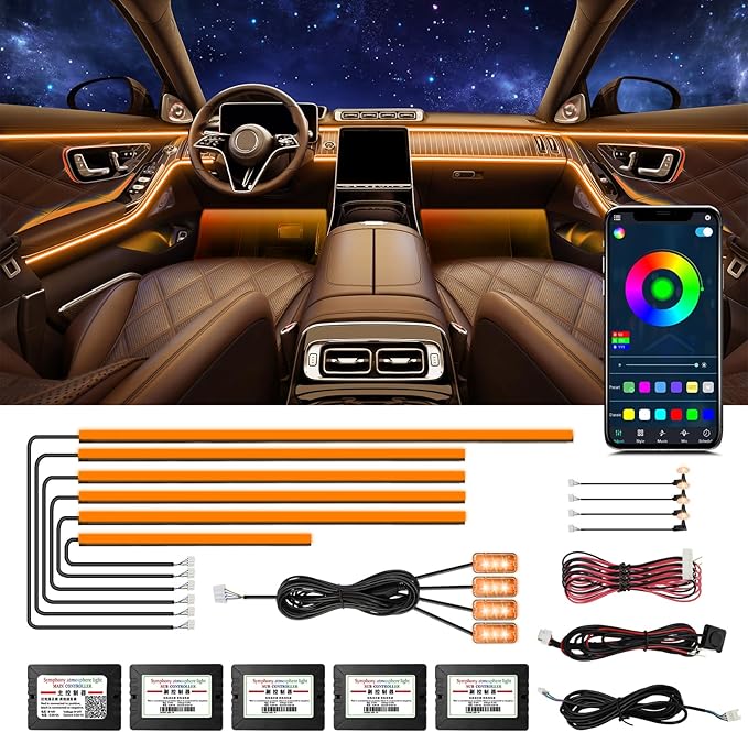 WEBUPAR Acrylic Interior Car Lights, Car Accessories 14 in 1 Car LED Strip Lights with APP Control