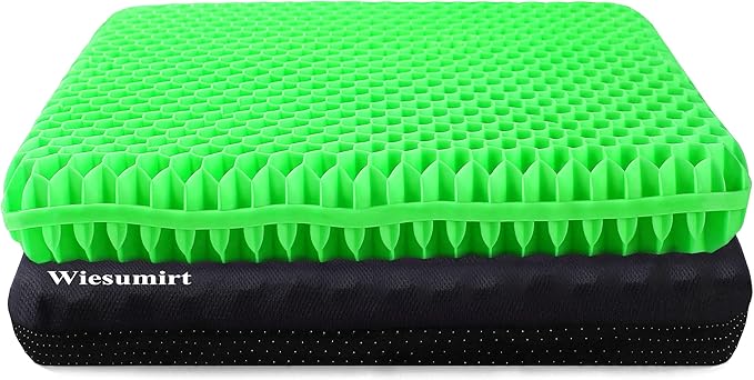 Plus Size Gel Seat Cushion, Extra Large and Thick, Seat Cushion for Pressure Relief for Back, Hip, Sciatica, Tailbone Pain, Used for Office, Wheelchair, Car, Truck, Recliner, Stadium.(Green)