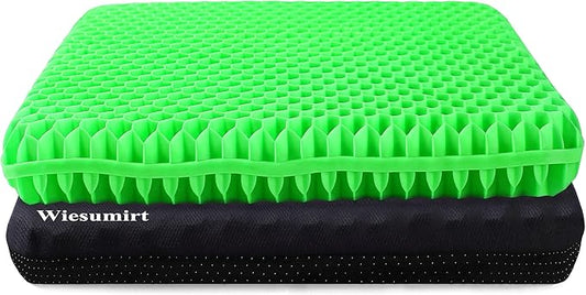 Plus Size Gel Seat Cushion, Extra Large and Thick, Seat Cushion for Pressure Relief for Back, Hip, Sciatica, Tailbone Pain, Used for Office, Wheelchair, Car, Truck, Recliner, Stadium.(Green)