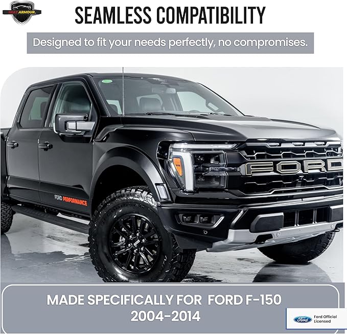 Seat Armour Center Console Cover for Ford F-150 (2004–2014) – Black, Custom Fit with Officially Licensed Embroidered Ford Logo – Soft, Durable & Machine Washable