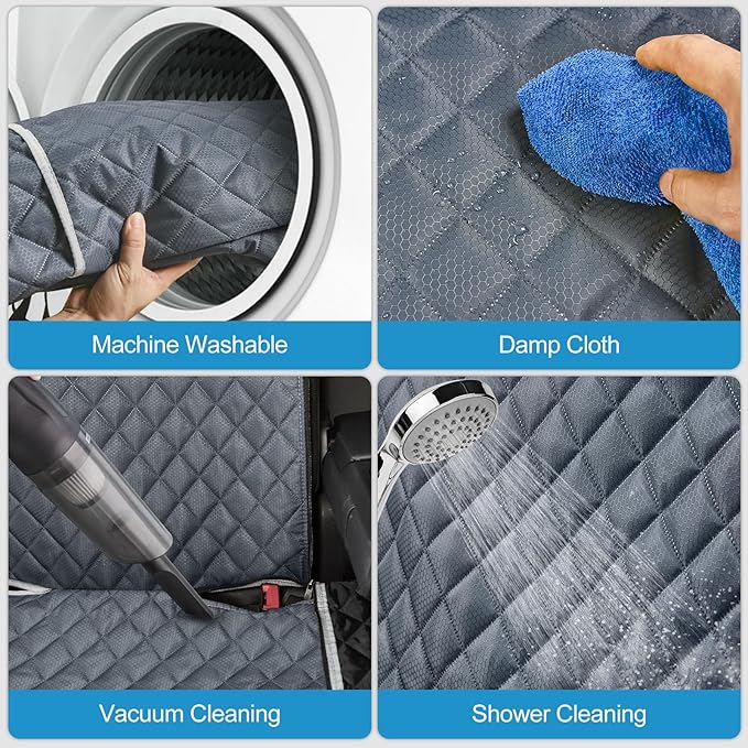 Grey Dog Car Seat Cover for Back Seat,Non-Stick Fur,Pet-Friendly and Waterproof - Universal Fit Interior Protector for Auto, Van, SUV - Ideal for Kids and Pets