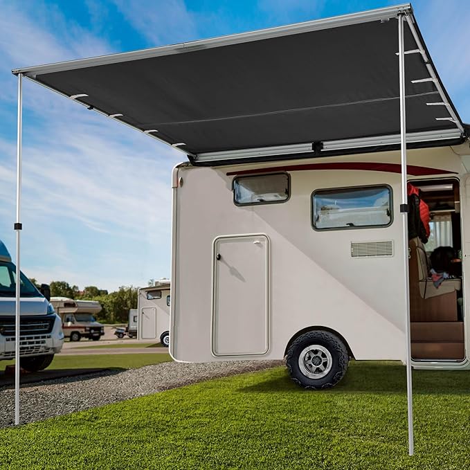 Yescom Ripstop Vehicle Awning 8.2x8.2' Retractable Car Side Roof Rack Overlanding Shade for RV SUV Truck Tailgate Outdoor Camping Travel Gray