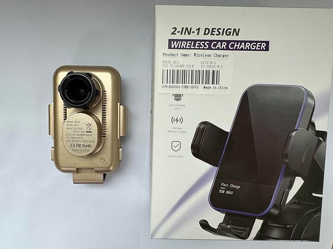 Wireless Car Charger,【7 Colored RGB Backlit】 15W Auto Clamping Phone Holders for Your Car for iPhone 16 15 14 13 12 Mini Pro Max 11 XR XS X, Samsung Galaxy S24 Ultra S23 S22 S21+ Note 20, etc - Gold