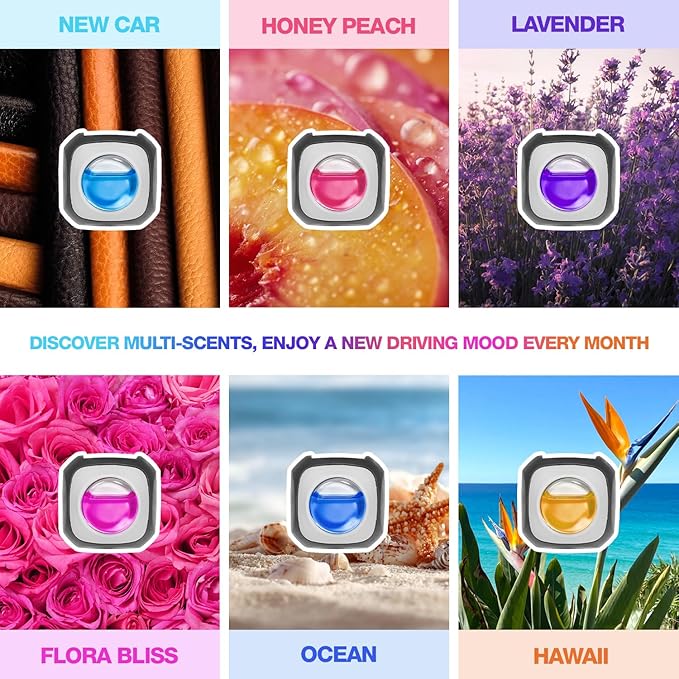 Air Jungles Car Air Fresheners Clip 6 Ct, Variety Pack Vent Clips, 4ml Each, Long Lasting Up to 180 Days Refresher Odor Eliminator, Multi Scent Ideal Gift for New Car Owner